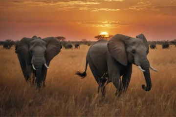 Elephant Herd Namibia Sunset — Namibia Reise — Travel Buddies
