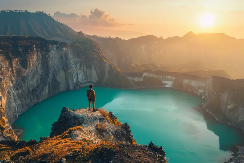 Kelimutu Vulkan Kraterseen Flores Indonesien