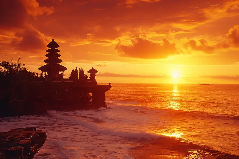 Tanah Lot Tempel Bali bei Sonnenuntergang