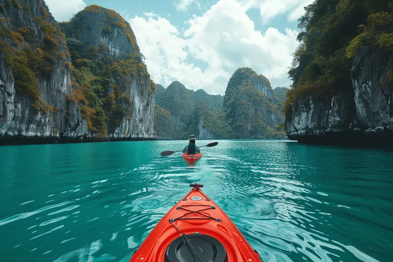 Kajakfahren in der Ha Long Bucht Vietnam
