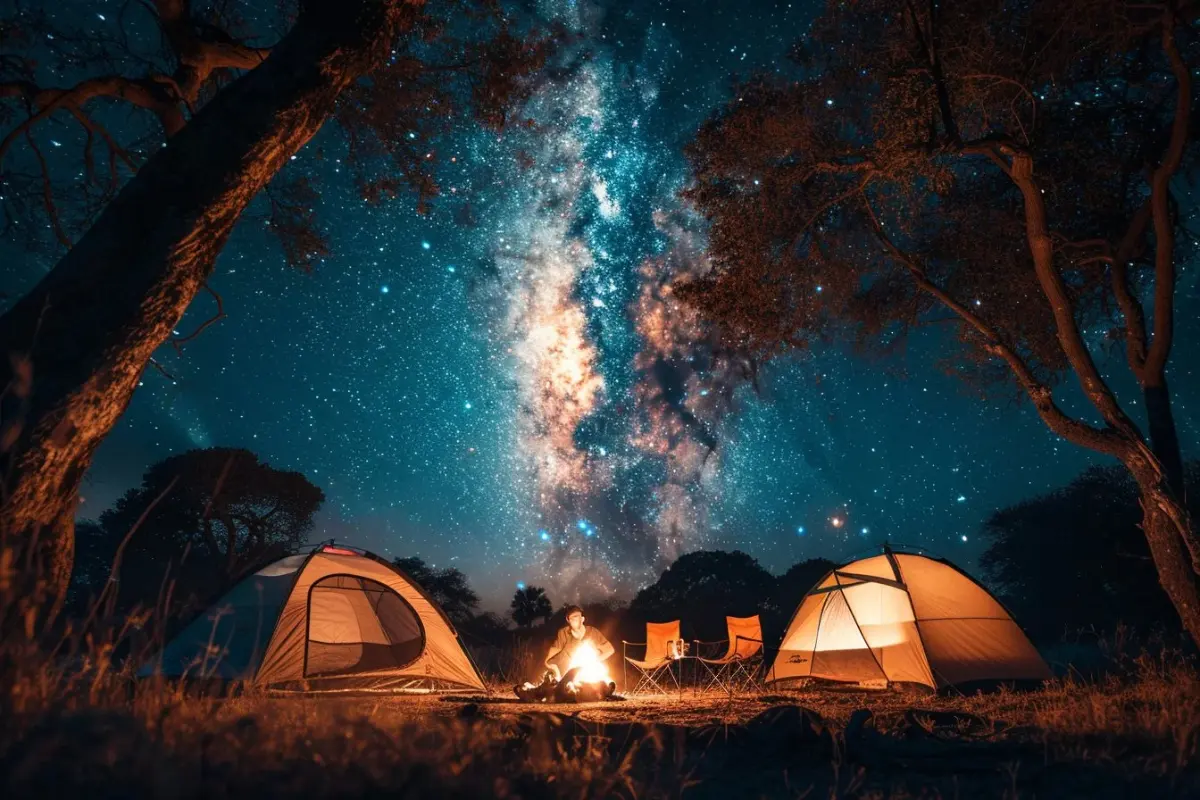 Moremi Campfire Starry Night Safari Camp Scene — Travel Buddies Individualreise