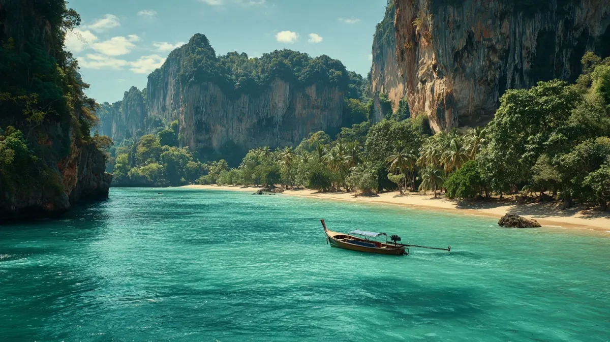 Railay Beach mit Kalksteinfelsen Krabi Thailand